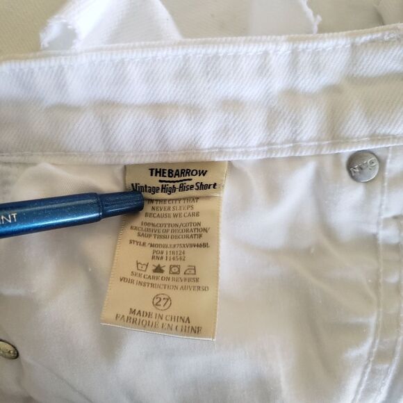 BLANKNYC The Barrow Vintage High Waist Eyelet Raw Hem Denim Shorts White Size 27 - Picture 11 of 13